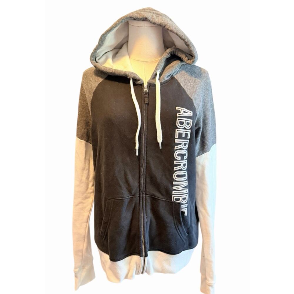 Abercrombie Fitch Jacket Womens L Hoodie‎ Sweatshirt Full Zip Spell Out New York